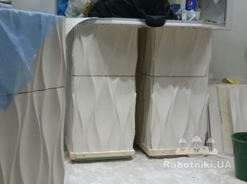 гипсовая 3Д тумба, Декор плитка дитайн, 3D-панель отделка в Киеве Купить Декоративная плитка кирпичик, мебель из 3D-панелей