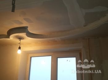 Устройство фигурного потолка из ГК. (кухня)