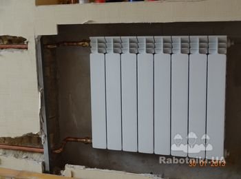 замена и установка радиатора в квартире ( медью)