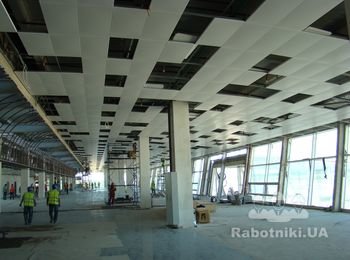 Монтаж подвесного потолка терминала Д зал вылета 3 этаж
