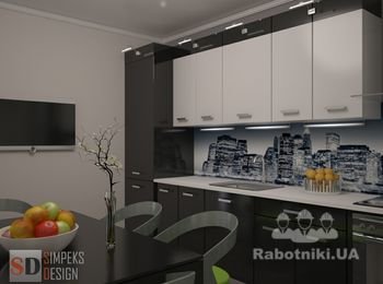 Кухня в трех цветовых вариантах (13,80 кв.м.)