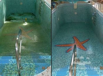 Состояние бассейна до и после очистки