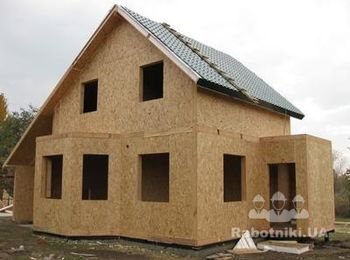 Деревянный каркасно-панельный дом с утеплителем и внешней обшивкой из ОСБ плит