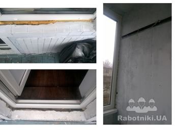 Обшивка балкона гипсокартоном + откосы (2000 грн)